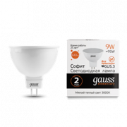 Лампа Gauss Elementary MR16 9W 640lm 3000K GU5.3 LED 1/10/100