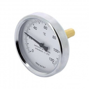 Термометр аксиальный EMMETI - 1/2" (D-80мм, шкала 0-120°C, с гильзой 50 мм)