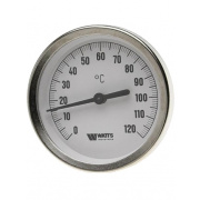 Термометр биметаллический аксиальный WATTS F+R801 OR - 1/2" (D-63 мм, шкала 0-120°C, гильза 100 мм)