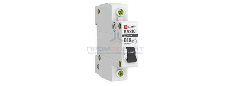 Автоматический выключатель EKF Basic ВА 47-29 1P 16А (B) 4,5кА (автомат электрический)