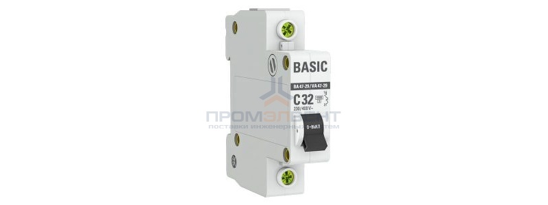 Автоматический выключатель EKF Basic ВА 47-29 1P 32А (C) 4,5кА (автомат электрический)