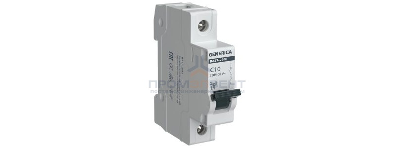 Автоматический выключатель Generica (ИЭК) ВА 47-29М 1Р 10А 4,5кА характеристика С (автомат электрический)