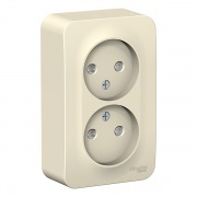 Розетка 2-ая без заземления со шторками Blanca Schneider Electric 16А 250В молочная изол.пластина